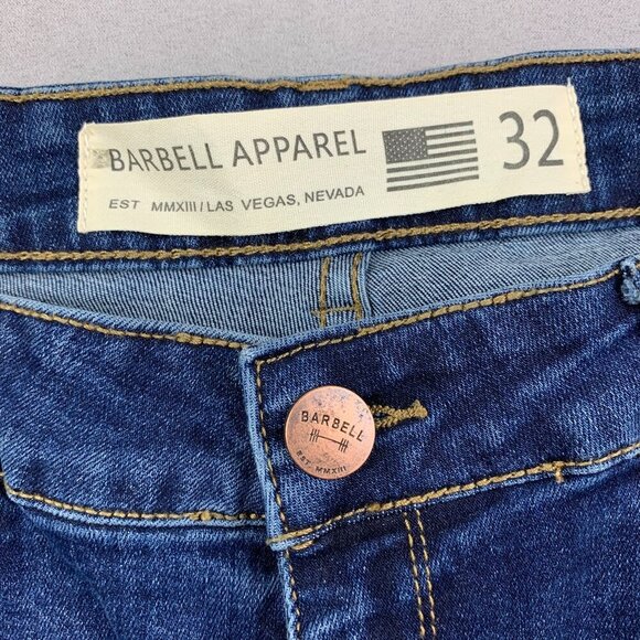 Barbell Apparel Mens Pants 32 Blue Denim Jeans Slim Fit Tapered Stretch 32x34 - Picture 4 of 11